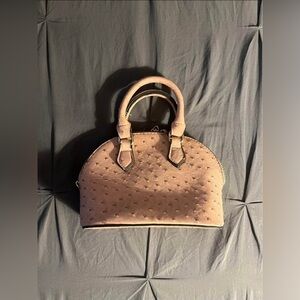 Pink Ostrich Embossed Dome Satchel